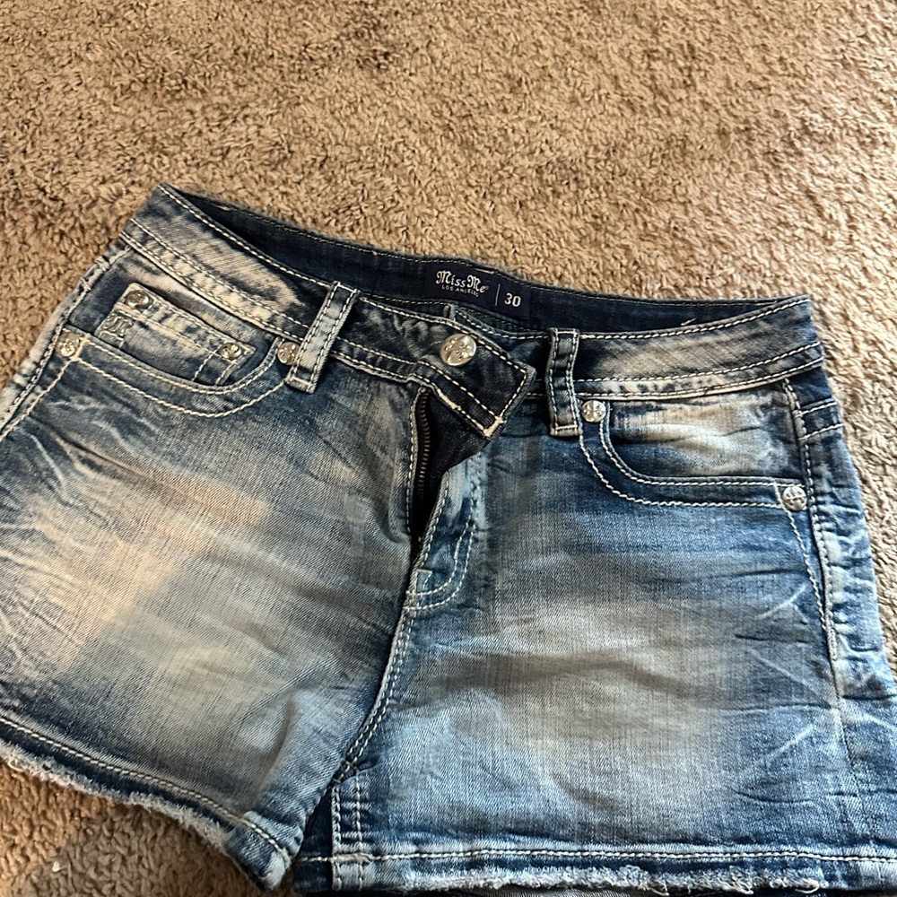 Blue Spice Faded Denim Jean Shorts